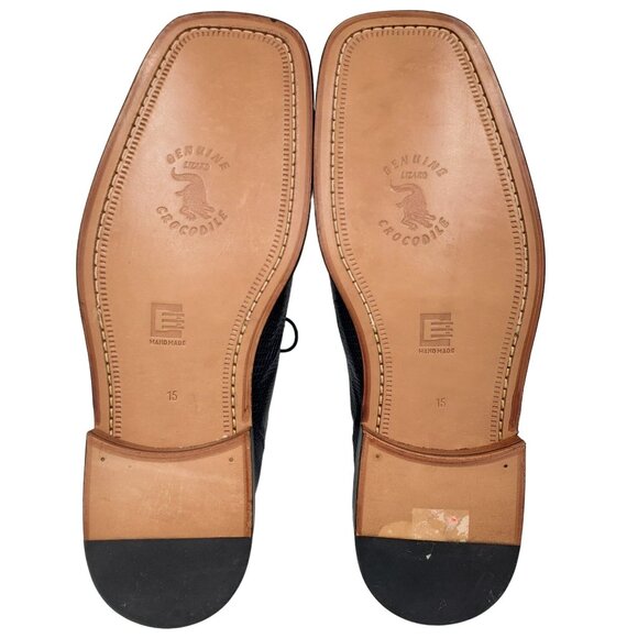 NEW Vintage Exotic Crocodile Lizard Men 15 Dress Shoe David Eden Derby Old Stock - Picture 4 of 10